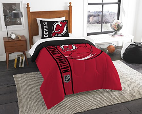 Northwest Offiziell Lizenziertes NHL Twin Bettdecke und Kissenbezug Set, 100 % Polyester, Blau, 162,6 x 218,4 cm