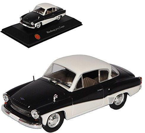 Atlas Wartburg 311-3 Coupe Schwarz Weiss 1955-1965 1/43 Modell Auto mit individiuellem Wunschkennzeichen