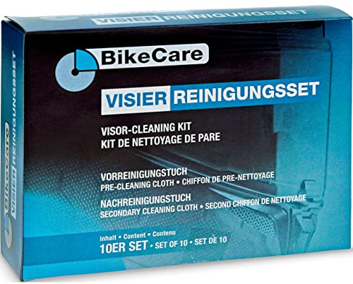BikeCare Visier-Reinigungstücher 10er-Pack – 2-Phasen Reiniger – Antistatisch neutral