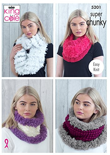 King Cole 5201 Knitting Pattern Easy Knit Cowls in Tufty and Big Value Super Chunky