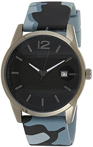 Guess pour Homme. Analogique Quartz Montre avec Bracelet en Silicone W0991G6