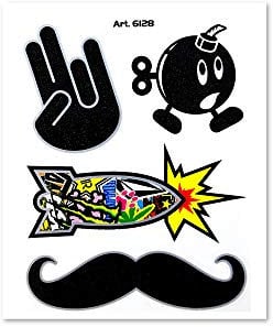 4R Quattroerre.it 6128 Adesivi Sticker Bomb Mano Bomba Baffi, 10 x 12 cm