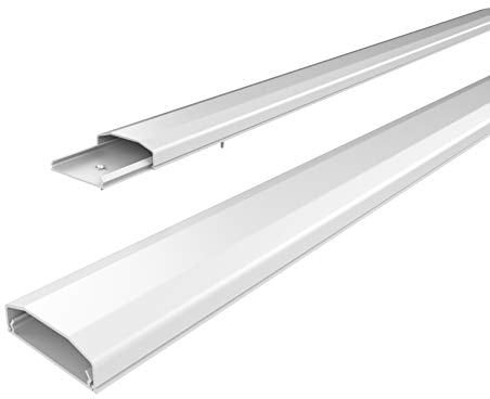 conecto Kabelkanal mit 3M Klebeband selbstklebend selbsthaftend zum Kleben oder Schrauben aus hochwertigem PVC (Länge 100cm, Breite 6cm, Höhe 2cm) weiß