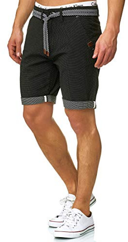 Indicode Herren Acton Chino Shorts aus Baumwolle | Bermudas Herrenshorts für Männer Black, XXL