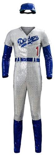 COSMOVIE Elton John Halloween-Cosplay-Kostüm, Baseball-Uniform, komplettes Set - Blau - X-Large