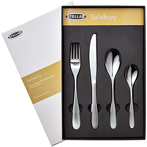 Stellar Salisbury 32-Piece Stainless Steel Cutlery Set for 8 People, Dishwasher Safe