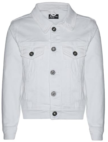 A2Z 4 Kids Boys Denim Jacket Classic Stylish Fashion Coat for Children Durable Cotton Jeans - Boys Denim Jacket J11 White 9-10