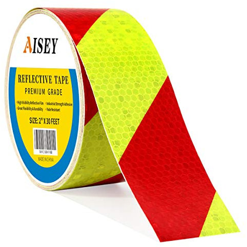 AISEY 5cm x 9.2m Reflective Tape Waterproof High Vis, Reflective Tape for Vehicles Red & Yellow Safety Adhesive Tape Outdoor (2, 2” X 30ft)
