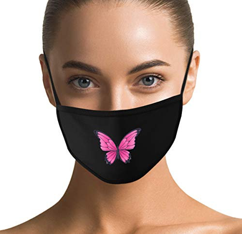 Dilara Baumwollmaske mit Muster Schmetterling für Gesicht waschbar - Maske aus Baumwolle Stoffmaske (Schmetterling)