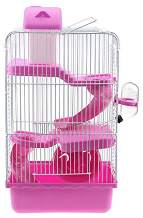 Trintion 3 Tiers Hamster Cage 23 * 17 * 44CM Gorgeous Hamster Mouse Cage for Dwarf Mice (Pink)