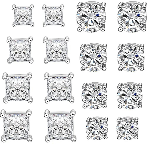 WAINIS 8 Pairs Stainless Steel Magnetic Stud Earrings for Men Women Non-piercing Hypoallergenic Earrings 5-8mm