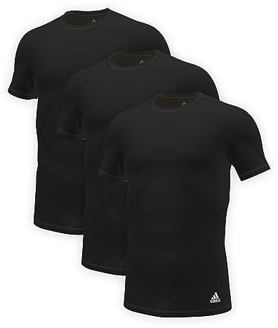 Adidas Herren kurzarm Unterhemd (3er Pack) rundhals Crew Neck T-Shirt (Gr. S - 3XL), Schwarz, XL