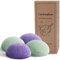 myHomeBody Konjac Schwamm, Natürliche Konjac-Gesichtsschwämme - für sanfte Gesichtsreinigung und Peeling - Violet Lavender and Sage Green, 4er-Set.