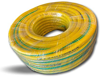 Tuyau d'arrosage D 15mm Lg 50m | Souple et résistant 4 couches (3 PVC + 1 fibre textile) | 200g / m | résiste UV température (-20 + 30° C) | Jardin bateau terrasse | Kibros JTUYJ1550