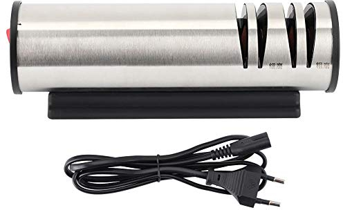 Afilador de cuchillos eléctrico, 4 ranuras, profesional de acero inoxidable, cuchillo de cocina, tijeras, máquina de afilar, enchufe de la UE 220 V