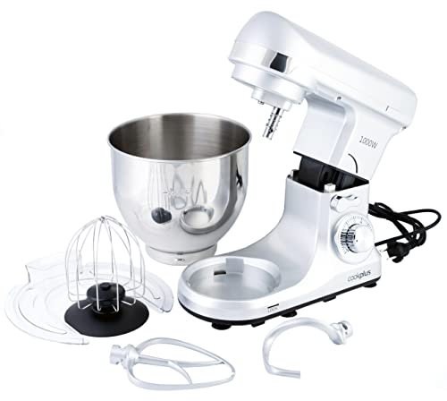 Cookplus by Karaca Quick Chef 37C Electric Stand Mixers, Food Processor in Silver 1000W 5lt / 11lb, Mixing and Kneading Motor Power Compact Kitchen Mixer Stand, Pizza Dough, Bread Maker