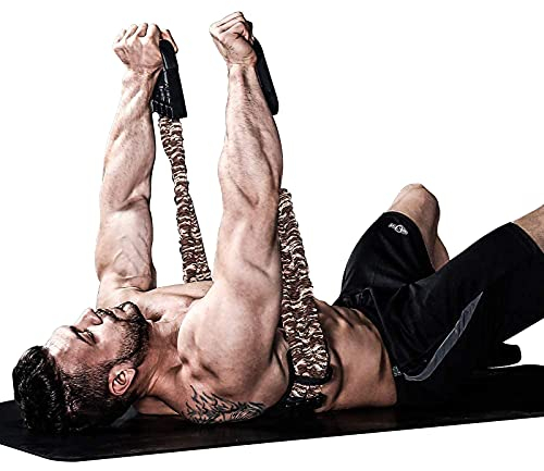 INNSTAR Tragbares Bankdrücken Widerstandsbänder, Verstellbare Bench Press Bands mit 91cm Fitness Stange, Brusttrainer für Arm, Rücken, Bizeps und Brustmuskeln Krafttraining (Men|200LB)