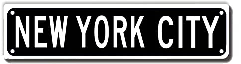 ERMUHEY New York City Straßenschild, New York City Geschenk, New York City Wanddekoration für Zuhause, Büro, Schlafzimmer, Auffahrt, Garage, Männerhöhle, hochwertiges Metallschild, 40.6x10.2 cm