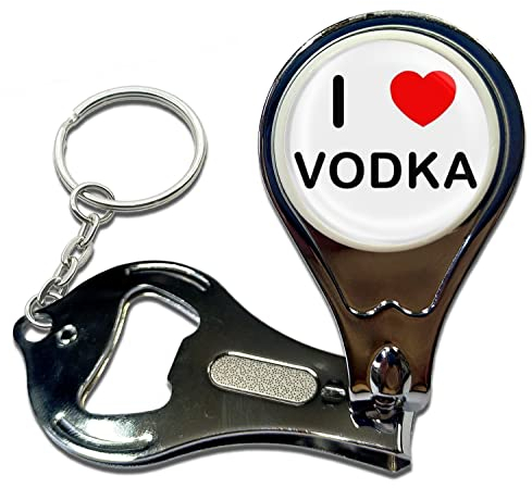 I Love Heart Vodka - Key Ring Bottle Opener and Nail Clipper