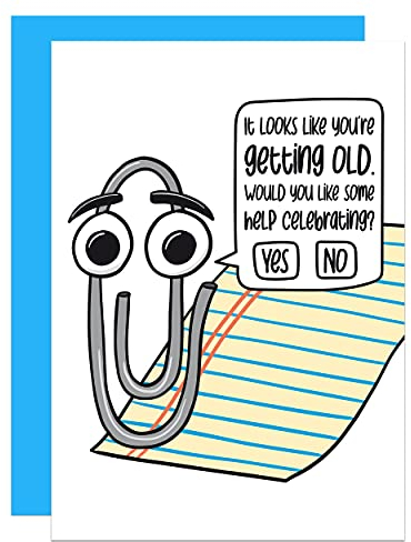 Nostalgic Birthday Card, Clippy Birthday Card, Funny Birthday Gift, Technology Card, Nerdy Present, Geek Birthday Card, 90s Theme Card