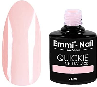 Emmi Nail Quickie Nude 1 3in1 (leuchtender Roséton, L001) I LED UV Unter-, Farb-& Überlack I Bis zu 3 Wochen Glanz I Kratzfest, stoßfest vegan I 7,5ml