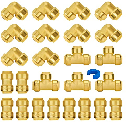 SUNGATOR 25-Pack Push Fitting 3/4, 10 Each Coupling and Elbow, Tee (5 PCS)