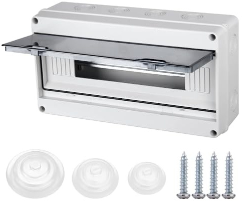 Caja de Distribución Estanca para Superficie de 18 Módulos, Cuadro Estanco con Puerta y con Carril DIN con Protección IP65 a Prueba de Humedad para Exterior, Jardín o Interior