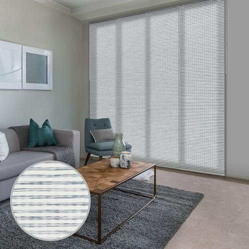GoDear Design Shinonome Verstellbare vertikale Jalousien für Glasschiebetüren, 116,3 cm - 218,4 cm B x 243,8 cm H, ausziehbare Schiebetüren, zuschneidbare vertikale Fensterblenden
