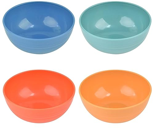 LAGAHS Cereal Bowls Set of 4, Unbreakable Plastic Cereal Pasta Bowls, Soup Bowls, Breakfast Bowls, Lightweight Camping Bowls, Ideal for Daily Use or Parties Travel Picnic Camping (13.5cm)