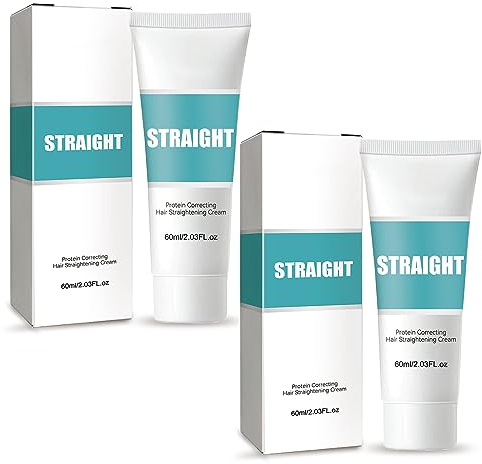 2pcs Crema Alisadora de Proteínas, Crema Alisadora para Cabello Rizado, Crema Alisadora Natural, Protein Hair Straightening Cream, para Cabello Rizado, Seco, Encrespado, Desordenado o Dañado