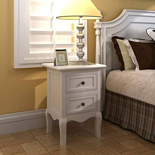 GuyAna Nightstands 4 pcs with 2 Drawers MDF White,Bedside Shelf for Bed, Nightstand Tray College Dorm Room Table Caddy Bunk Organizer Bedroom Nightstand