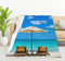 HGOD DESIGNS Türkise Meeresdecke, Stranddecke, weißer Sand und Palmen, weich, warm, gemütlich, flauschig, 130 x 150 cm, Überwurfdecke für Damen und Herren