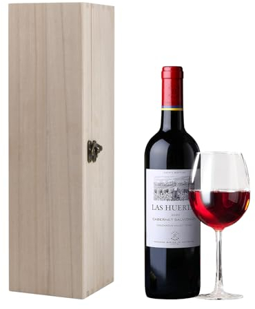 Bhoulandi Wooden Wine Box 1 Bottle, 35x9.8x10cm, Single Bottle Wine Holder, Gift Box for Thanksgiving, Christmas, Weddings, Anniversaries, Birthdays, Parties