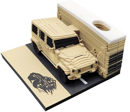 BuniQ 3D Notizblock Kreativ Auto Modell Papierkunst 3D Memo Pad 2024 Ornamente DIY Geschnitzt Antihaft 3D-Haftnotizen Geschenke