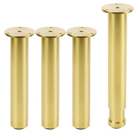 UTALIND Lot de 4 pieds de canapé réglables en métal doré pour armoire, canapé, commode, placard, hauteur 20 cm