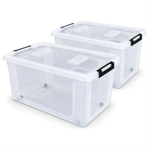 Aufbewahrungsbox mit Deckel Lagerbox Box Korb, Kiste (60 Liter, 2, stück)