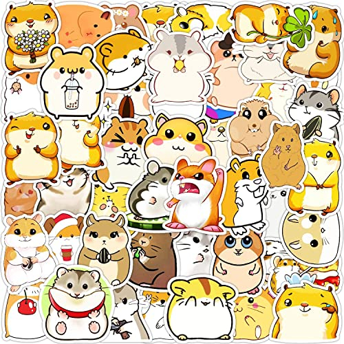 Hamster Aufkleber Hamster Vinyl Aufkleber für Laptop Koffer Helm Motorrad Skateboard Auto Fahrrad Computer Gepäck Motorräder Aesthetic Wasserdichte Sticker Set 50 Stück für Jugendliche