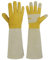 HANDLANDY Gartenhandschuhe, lang, für Damen und Herren, Schweinsleder, Rosen-Gartenhandschuhe, atmungsaktiv und langlebig, Gelb, Größe XL