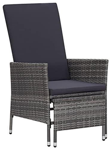 Garten-Liegestuhl mit Auflagen Poly Rattan Grau