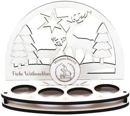 Dekolando Deko Schwibbogen Teelichthalter Hase mit Mohrrübernkorb Personalisiert Weihnachten Weihnachtsdekoration Adventskranz Lichterbogen Kerzenbogen Schmuckbogen Adventslicht