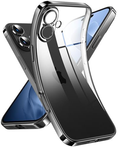 Supdeal Crystal Clear Hülle für iPhone 16, Niemals gelb mit Kameraschutz, Silikon Durchsichtig Handyhülle Weicher Passform, Ultra Dünn und Leicht Case Cover, 6,1 Zoll, Schwarz