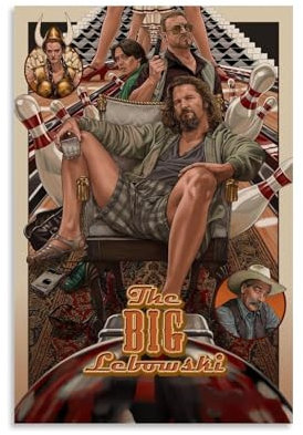 GHJOPAF The Big Lebowski Klassisches Vintage-Filmposter auf Leinwand, Gemälde, Wandkunst, Bild, Heimdekoration, Druck für Schlafzimmer, Wohnzimmer, 30 x 45 cm, ungerahmter Stil
