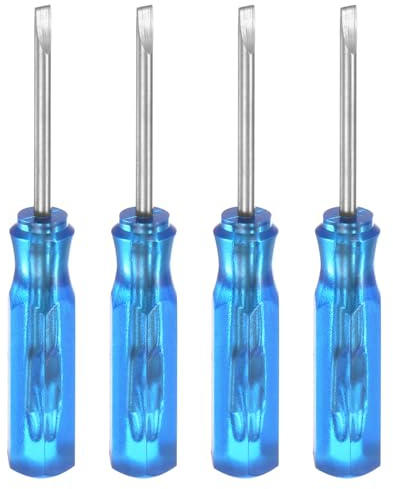QUARKZMAN 4Pz Sl1.5 Mini Cacciavite a Taglio 1.5mm Testa Piatto Magnetica 45mm Lunghezza per Riparazioni di Piccoli Elettrodomestici, Blu