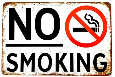DiiliHiiri Poster Rauchen verboten - No Smoking - Metall Vintage 30 x 20 cm - Pub-Dekoration | Bar Dekoration | Retro-Stil | Glaszimmer Schild | Metallschilder (2635-283)