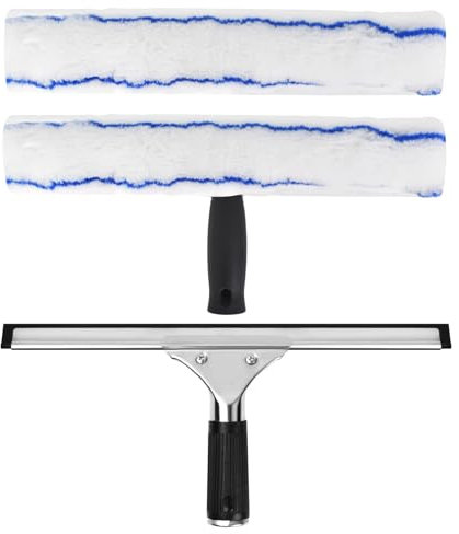 Fensterreiniger Set, Fensterwischer Set, Fensterreinigungsset, Mit Silikonabzieher & 3*Mikrofaserschrubber, Für Keramikplatten, Fenster, Bad, Auto, Glas, Professionelle Glasreinigung Für Heim Und Auto