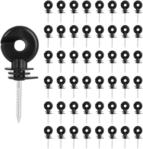 100 Pcs Electric Fence Insulators, Electric Fencing Ring Insulators Screw In Short Screw Type Wire Mesh Ring Insulator, Electric Meadow Fence Post Accessory, Wooden Post Insulator for Rope Wir, Strand
