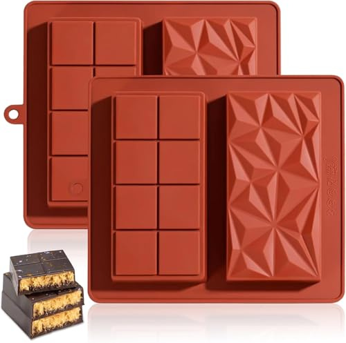 2 Pièces Moules à Chocolat en Silicone, Anti Adhésif, Tablette Profonde, Antiadhésif pour Faire des Pralines