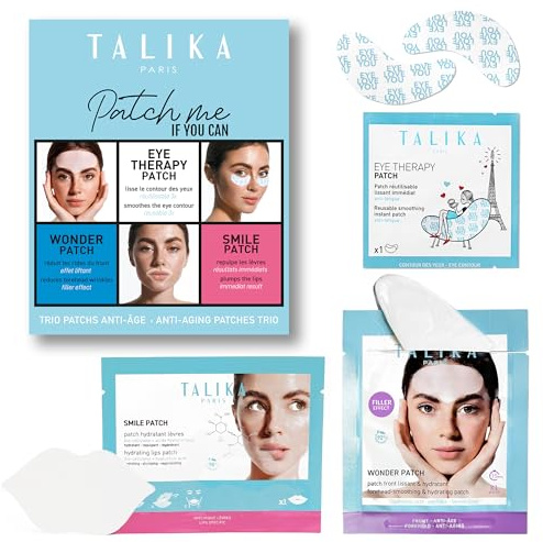 Talika Patch Me If You Can Set | Feuchtigkeitsspendendes Hautpflege-Set mit Augen-, Stirn- und Lippenmasken | Biozellulose-Masken mit Hyaluronsäure & Augentherapie-Pflastern | Hydratisiert, prall und
