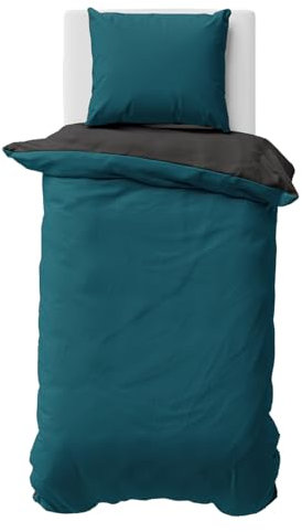 Visaggio Biber Bettwäsche 135x200 cm 100% Baumwolle Flauschig Warm Feinbiber Bettbezug Winterbettwäsche Petrol Anthrazit