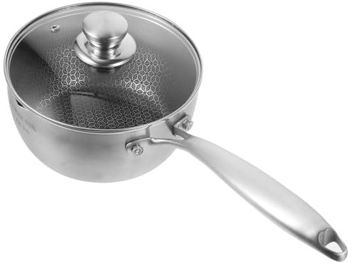BEBEMOKO Cacerola De Acero Inoxidable Mango Sartén Antiadherente Para Cocinar Leche Derretir Mantequilla y Calentar Salsas Utensilio De Cocina Multifuncional y Fácil De Limpiar